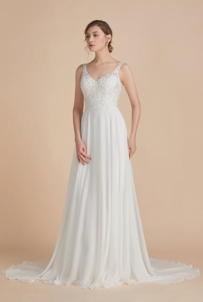 Charmeuse-Kleid in A-Linie mit Perlenstickerei aus Chiffon Ivory